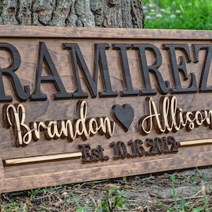 Bridal Shower Gift | Personalized Wedding Gift Last Name Established Sign Anniversary Gift Engagement Gifts Valentines Day Gift | Wood Sign