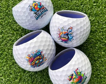 Golf Ball Shot Glass Set of 4 | Custom Logo | Tournament Gift | Groomsmen | 19th Hole | Handmade in Canada