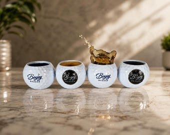 Copos de dose personalizados em formato de bola de golfe | Eventos corporativos | Torneios de golfe | Preços de atacado | Pedidos acima de 50 unidades