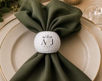 Porta-guardanapos personalizado em formato de bola de golfe | Lembrancinha de casamento com tema de golfe | Porta-guardanapos personalizado para casamento | Presente de casamento para amantes de golfe | Casamento em clube de campo