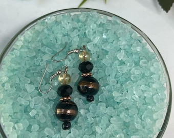 Brown Black Shine Dangle and Drop Earrings