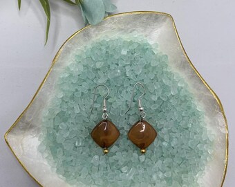 Brown diamond drop and dangle earrings
