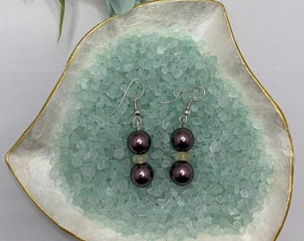 Pearl sandwich drop and dangle earrings