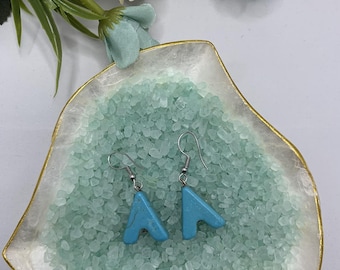 Teal A drop and dangle earrings