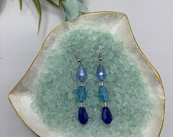 Shades of blue teardrop dangle earrings
