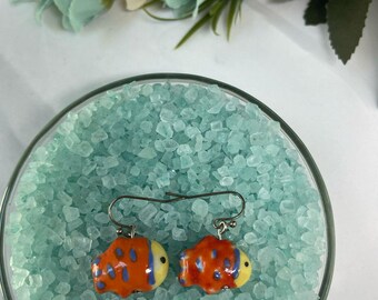 Cute Orange Fishy Dangle and Drop Earings