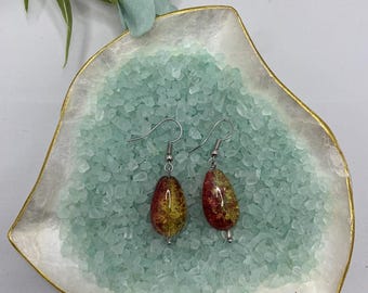 Red orange lava tear drop and dangle earrings