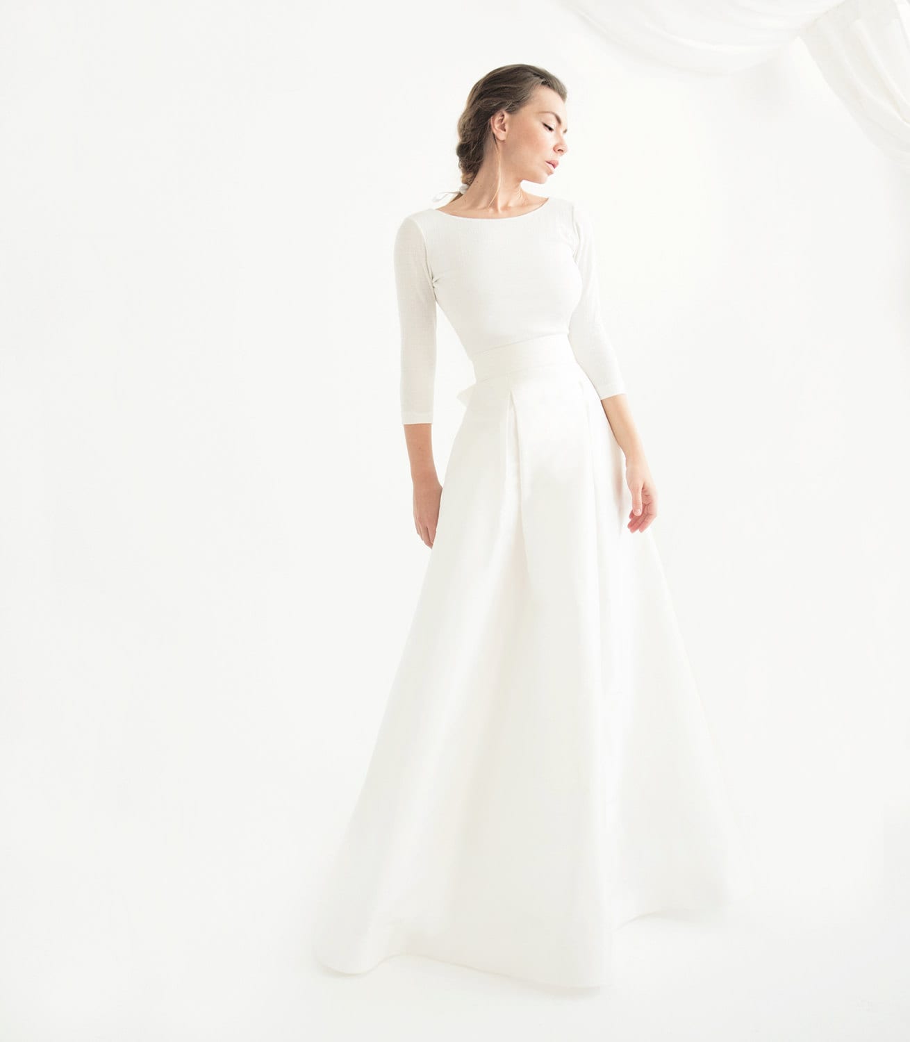 Floor-length Off-white Silk Taffeta 