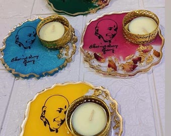 Guruji Swaroop Resin Pooja Thaal: Tea Light Holder