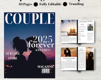 Custom Couples Magazine Template | Anniversary, Wedding Gift (Digital)