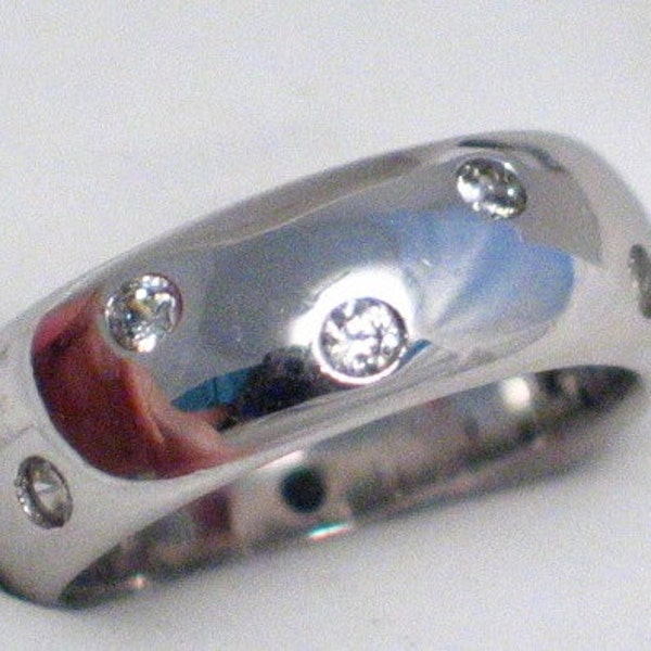 sz 5.75 925 sterling silver Etoile wedding engagement blood / conflict free diamond simulant cz band ring Jewelry Adoption Center