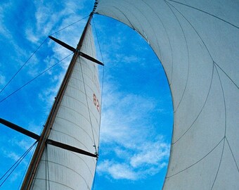 Cosmic Sails the Flowing Lines of a Center Cut Genoa on a Classic Wooden Sailboat Fine Art Photo