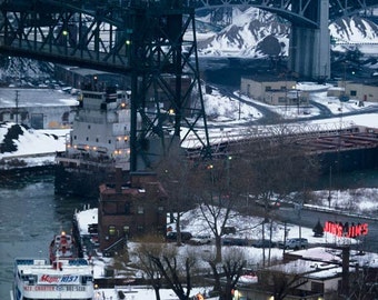 Cleveland Ohio Fine Art Photo of Collison Bend and Jim's Restaurant on the Cuyahoga River