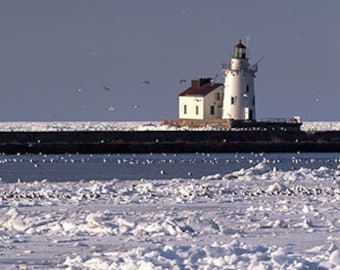 Cleveland Lighthouse Winter Wall Decor Lake Erie Art