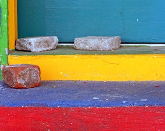 The Cosmic Doorstep: A Path to Happiness - Vibrant Fine Art Photo with Primary Colors