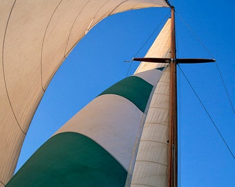 Abstract Sailing Art Print: Wooden Sailboat in Blue Sky - Perfect Gift for Sailors