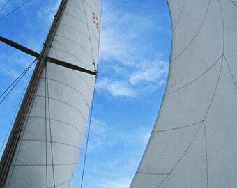 Cosmic Sails the Flowing Lines of a Center Cut Genoa on a Classic Wooden Sailboat Fine Art Photo