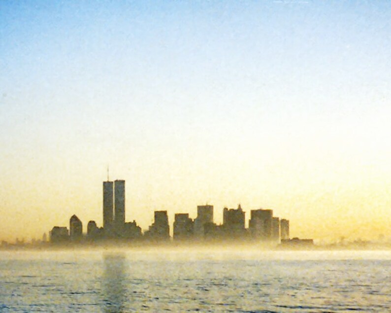 TwinTrade Towers in the Mist. Copyrighted John Harmon 1989