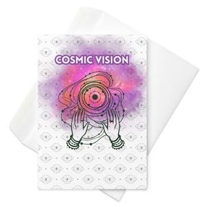 Cartão de agradecimento da Visão Cósmica – Saudação do Terceiro Olho com Envelope – Arte Celestial Boho – Mensagem da Estrela Guia – Papelaria Mística