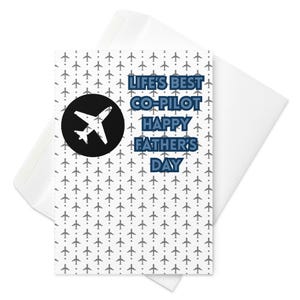 Cartão de Feliz Dia dos Pais – Design de Avião “O Melhor Copiloto da Vida” – Cartão de Saudações de Aviação para Pai – 4x6 ou 5x7 – Com Envelope