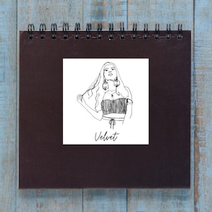 Calcomanía de vinilo "Velvet" con líneas de sombra / Boceto de mujer con emociones crudas / Diseño romántico vintage / 10 x 10 cm / por CON-FES