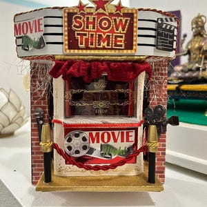 Retro Cinema Miniature: Film Reel & Camera Figurine