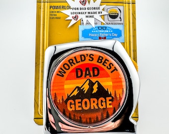 Regalo de cumpleaños para papá: Cinta métrica Stanley grabada de 7,6 m. Herramienta personalizada para papá, abuelo y esposo. Regalo de los niños.