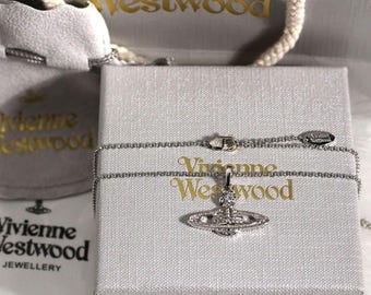 New In Box Vivienne Westwood Necklace,CZ Diamond Saturn Pendant,Gifts for Her