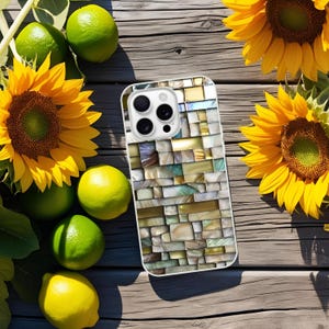 Phone case stunning mother of pearl stained glass case for iPhone reflective glass phone cover