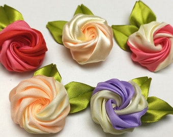 One video file of tutorial : Ribbon's bicolor rose, easy way and  beautiful result