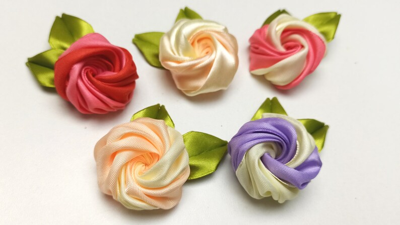 One Video File of Tutorial : Ribbon's Bicolor Rose, Easy Way and ...