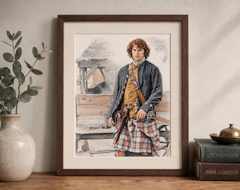 Jamie Fraser Kilt Print, Highland Warrior Wall Art, Historical Romance Decor, Outlander-Inspired Gift