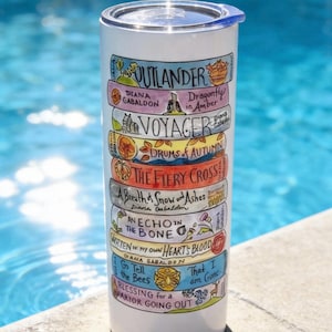 Outlander Tumbler: Outlander Gift, New Release, All Ten Titles, Unique Bookstack Design