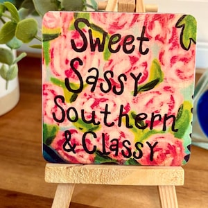 The South Wood Mini Sign, Southern Sayings, Farmhouse Decor (3x3") Easel Included