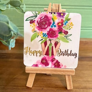 Letreros de cumpleaños con caballetes ~ Celebra cumpleaños con estos coloridos letreros sobre caballetes. Decoupage sobre madera. Hechos a pedido. ¡Un regalo de cumpleaños ideal!