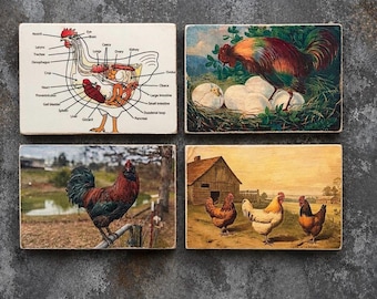 Fridge Magnets Roosters Americana Rustic Handmade Farmhouse Kitchen Decor