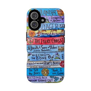 Outlander-telefonskal, Outlander-bokstack, alla tio romaner Jamie Claire akvarell fankonst