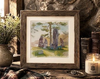 Craigh na Dun Print, Outlander-Inspired Wall Art, Scottish Decor Watercolor (Physical Print)