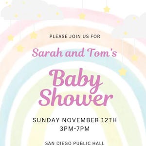 Baby Shower Invite Editable Template