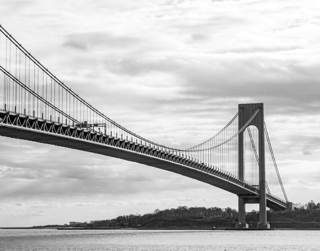Black and White Suspension Bridge Photo Print, Dramatic Architectural ...
