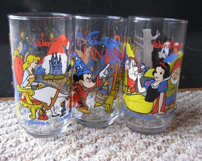 A Set of Three Disney Drinking Glasses From Canadian Mcdonalds Etsy