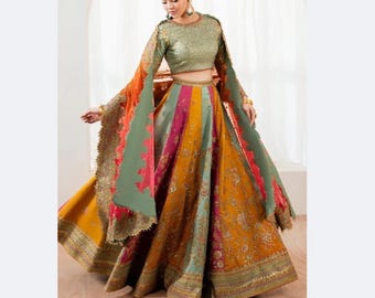 Embroidered Net Maxi Dress: Pakistani Indian Wedding Design Mehndi dress