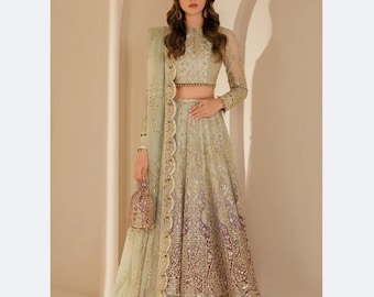 Pakistani Indian Wedding Dress, Embroidered Bridal Maxi, Heavy Embroidery, Dresses, Wedding wear,