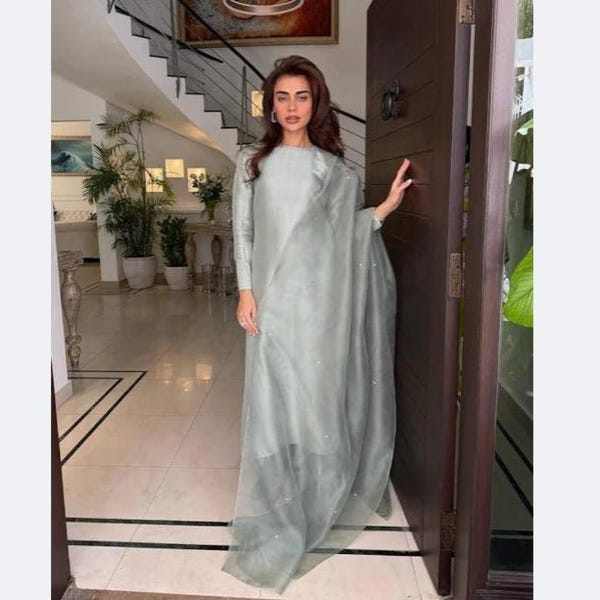 Farshi Shalwar with Pearl Dupatta - Stitched 3pc main image 1
