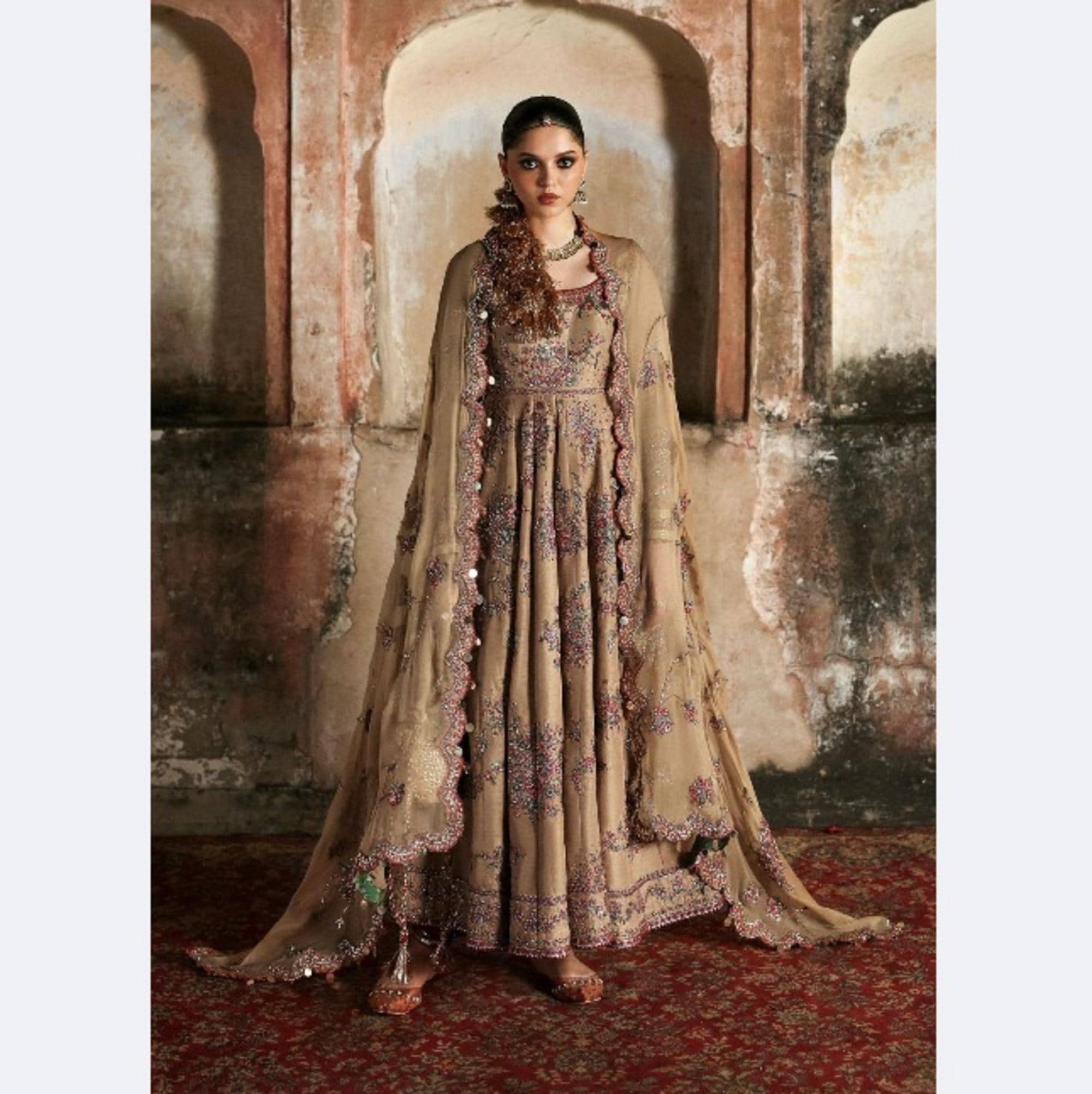 slim fit dress slacks Buy Peach Embroidered Bridal Dress – Pakistani Suits main image 1