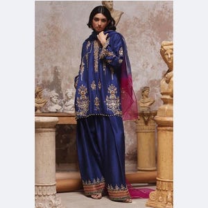 Latest Indian Pakistani Farshi Shalwar, Pure handmade  Shalwar Kameez silk, Partywear, handmade Farshi suit kurti Dress, Wedding collection