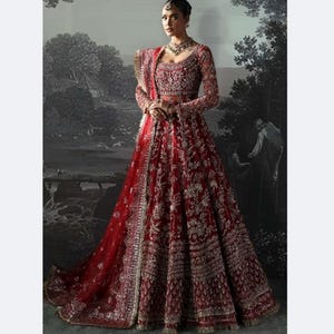 Embroidered Net Maxi Dress: Pakistani Indian Wedding Design