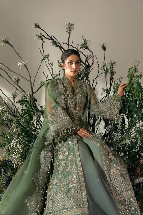 open lace back dress Luxurious Organza & Zari Gharara Indian Dress for Weddings in Australi   Minaar