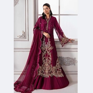 Red maroon Indian Bridal dress, Pakistani Wedding Dress, Lahnga Choli, Heavily Embellished, Hand made dresses, Party wear, Maxi suits,