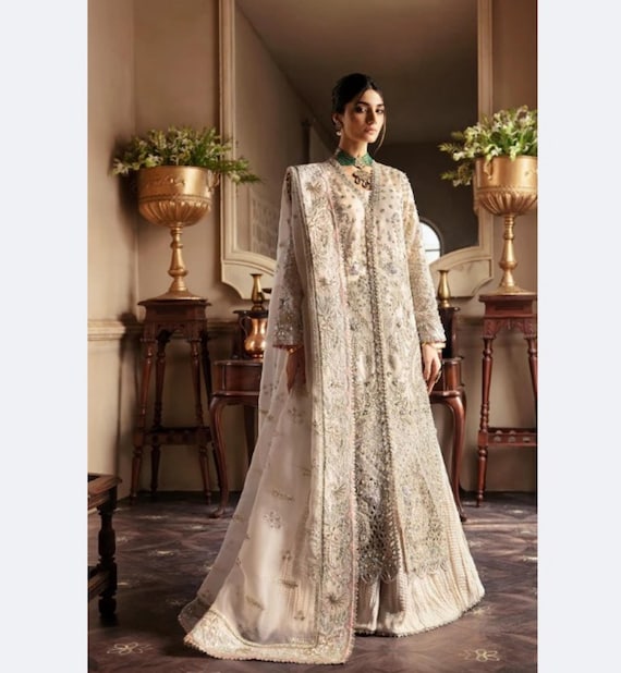 embroidered organza dress pakistani 3 Piece Embroidered Organza Suit main image 0